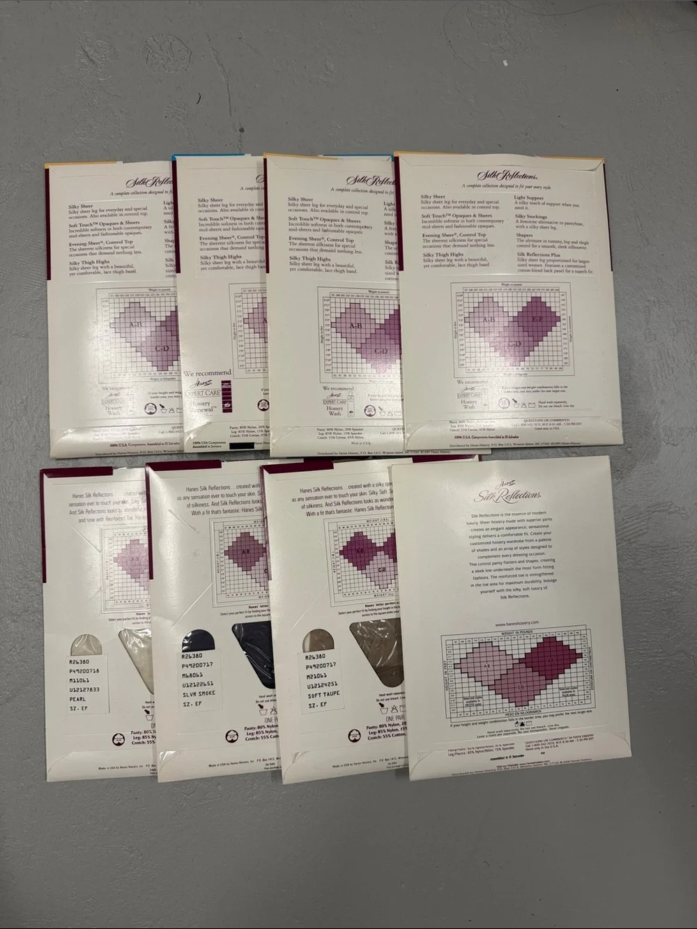 8 Pair Hanes Silk Reflections Sheer Pantyhose - Assorted Colors EF